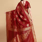 Trendy Saree Linen Maroon Jacquard Work Saree