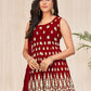 Sharara Set Georgette Maroon Embroidered Salwar Kameez