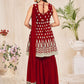 Sharara Set Georgette Maroon Embroidered Salwar Kameez