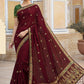 Contemporary Art Silk Maroon Embroidered Saree