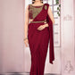 Contemporary Imported Maroon Plain Saree