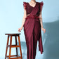 Designer Imported Maroon Ruffle Saree
