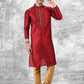 Kurta Pyjama Brocade Jacquard Silk Maroon Fancy Work Mens