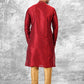 Kurta Pyjama Brocade Jacquard Silk Maroon Fancy Work Mens