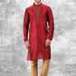 Kurta Pyjama Brocade Jacquard Silk Maroon Fancy Work Mens