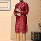 Kurta Pyjama Banarasi Silk Jacquard Maroon Jacquard Work Mens