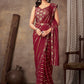 Classic Georgette Maroon Jacquard Work Saree