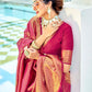 Contemporary Kanjivaram Silk Maroon Woven Saree