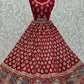 A Line Lehenga Velvet Maroon Booti Lehenga Choli