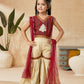 Sharara Set Handloom Silk Maroon Embroidered Kids