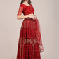 Lehenga Choli Net Maroon Embroidered Lehenga Choli