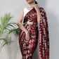 Classic Net Maroon Foil Print Saree