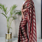 Classic Net Maroon Foil Print Saree