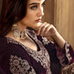 Palazzo Salwar Suit Velvet Maroon Embroidered Salwar Kameez