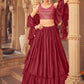 Lehenga Choli Chinon Maroon Plain Lehenga Choli