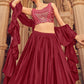 Lehenga Choli Chinon Maroon Plain Lehenga Choli