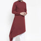 Kurta Blended Cotton Maroon Plain Mens