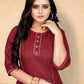 Party Wear Kurti Cotton Maroon Plain Kurtis