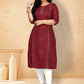 Party Wear Kurti Cotton Maroon Plain Kurtis