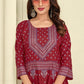 Party Wear Kurti Rayon Maroon Foil Print Kurtis