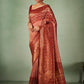 Bandhani Saree Raw Silk Maroon Weaving Saree