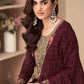 Pakistani Salwar Suit Jacquard Silk Maroon Digital Print Salwar Kameez