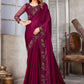 Classic Satin Silk Maroon Cord Work Saree