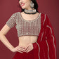 Lehenga Choli Faux Georgette Maroon Embroidered Lehenga Choli