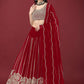 Lehenga Choli Faux Georgette Maroon Embroidered Lehenga Choli