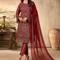 Straight Salwar Suit Georgette Maroon Embroidered Salwar Kameez