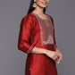 Salwar Suit Silk Blend Maroon Embroidered Salwar Kameez