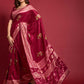 Casual Silk Maroon Foil Print Saree