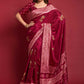 Casual Silk Maroon Foil Print Saree