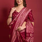 Casual Silk Maroon Foil Print Saree