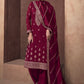 Salwar Suit Silk Maroon Embroidered Salwar Kameez