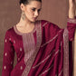 Salwar Suit Silk Maroon Embroidered Salwar Kameez