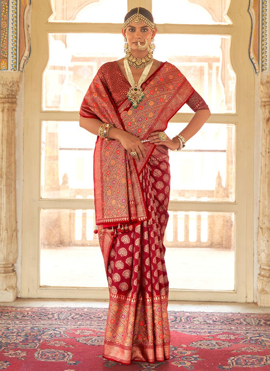 Silk Saree Silk Maroon Foil Print Saree