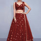 Lehenga Choli Tafeta Silk Maroon Embroidered Lehenga Choli