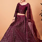 A Line Lehenga Silk Maroon Embroidered Lehenga Choli