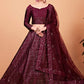 A Line Lehenga Silk Maroon Embroidered Lehenga Choli