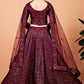 A Line Lehenga Silk Maroon Embroidered Lehenga Choli