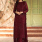 Straight Salwar Suit Faux Georgette Maroon Embroidered Salwar Kameez