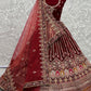 A Line Lehenga Velvet Maroon Diamond Lehenga Choli