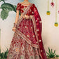 Lehenga Choli Velvet Maroon Dori Work Lehenga Choli