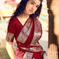 Classic Satin Silk Maroon Weaving Saree