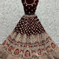 Lehenga Choli Velvet Maroon Diamond Lehenga Choli