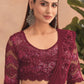 Lehenga Style Saree Net Maroon Embroidered Saree