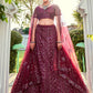 Lehenga Choli Net Maroon Embroidered Lehenga Choli