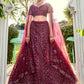 Lehenga Choli Net Maroon Embroidered Lehenga Choli