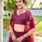 Lehenga Choli Net Maroon Embroidered Lehenga Choli